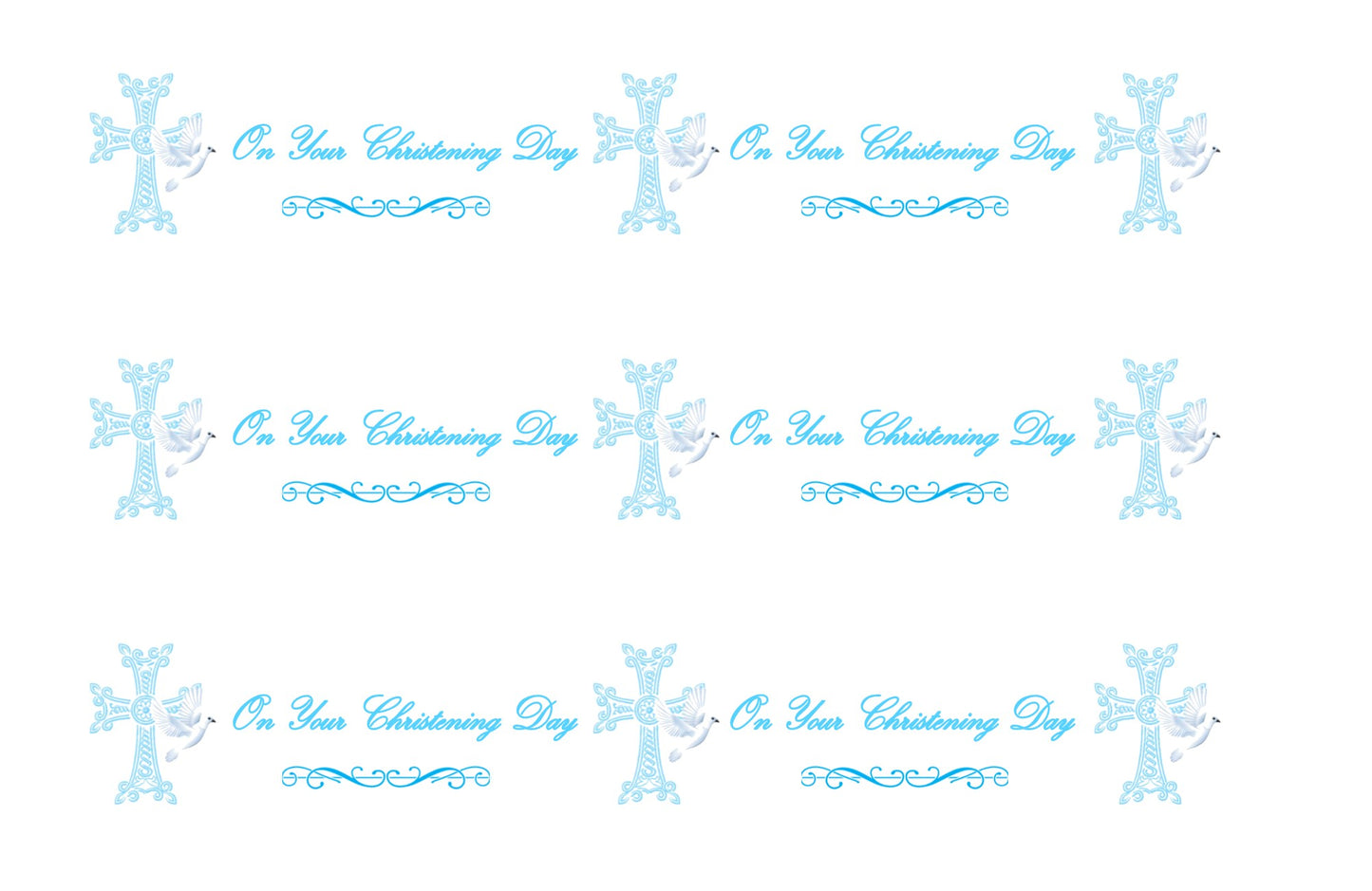 BLUE ON YOUR CHRISTENING DAY EDIBLE ICING CAKE RIBBON / SIDE STRIPS Use instead of traditional ribbon to decorate the sides of your cakes Edible fondant icing, perfect for that special occasion
