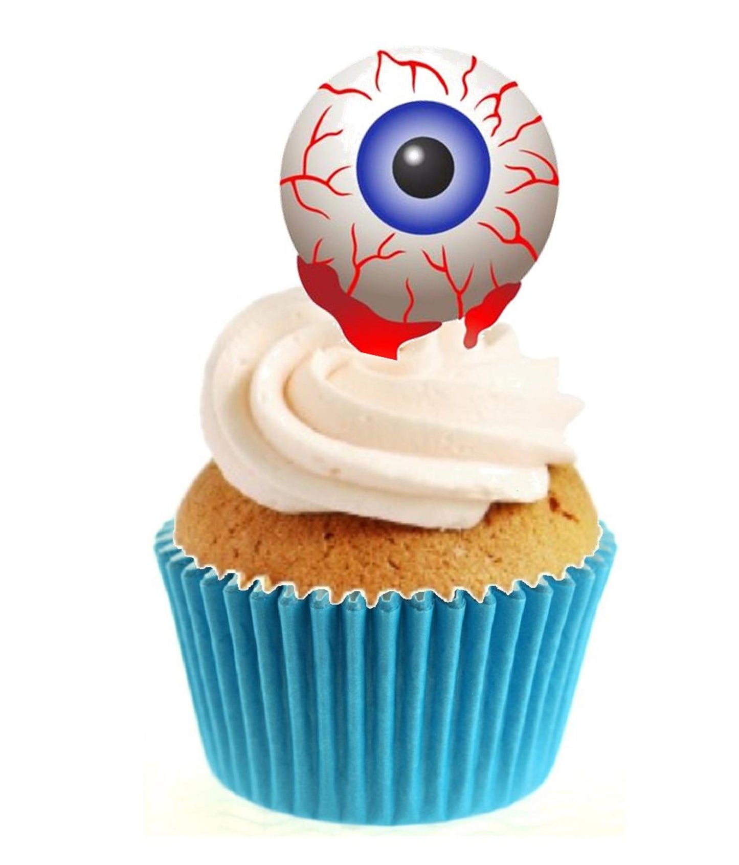 Blue Eyeball Stand Up Cake Toppers (12 pack) Pack contains 12 images printed onto premium wafer card