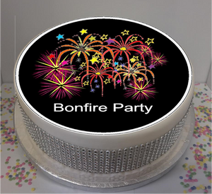 Bonfire Party 8" Icing Sheet Cake Topper  Icing sheet cake toppers are a great way to personalise either a homemade or shop bought plain cake  Easy Peel Icing Sheet - No Fuss - Ready to pop straight onto your cake (full instructions included)