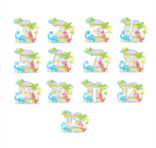 Load image into Gallery viewer, Personalised Bright Dinosaurs Number (1-13) 8&quot; Icing Sheet Cake Topper