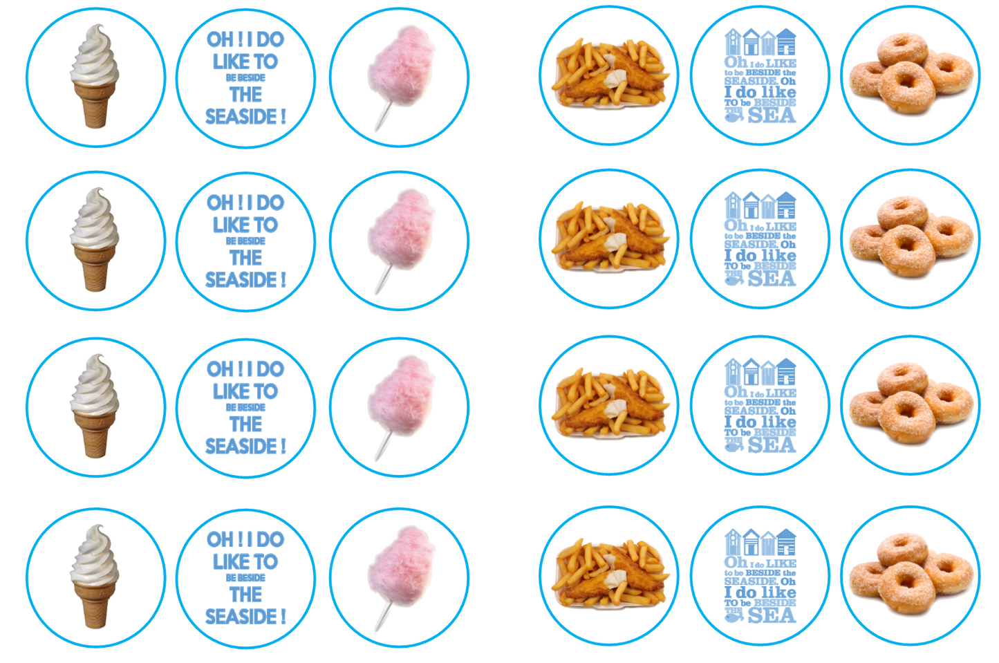 Choice of Wafer Paper or Icing discs Pack contains 24 edible pre cut discs - 4 of each image Ready to be added to your cakes, bakes or shakes