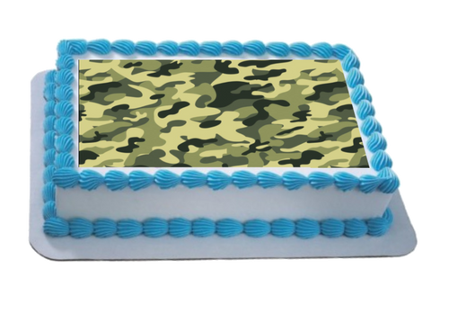 Camouflage Effect A4 Themed Icing Sheet  Icing sheet cake toppers are a great way to decorate any themed cake  Easy Peel Icing Sheet - No Fuss - Ready to pop straight onto your cake (full instructions included)