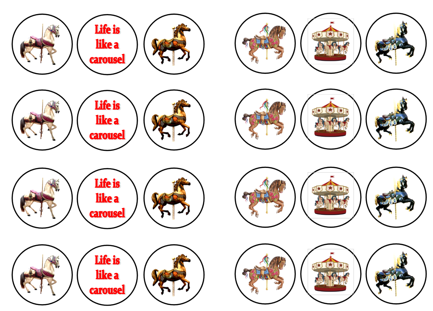 Choice of Wafer Paper or Icing discs Pack contains 24 edible pre cut discs - 4 of each image Ready to be added to your cakes, bakes or shakes