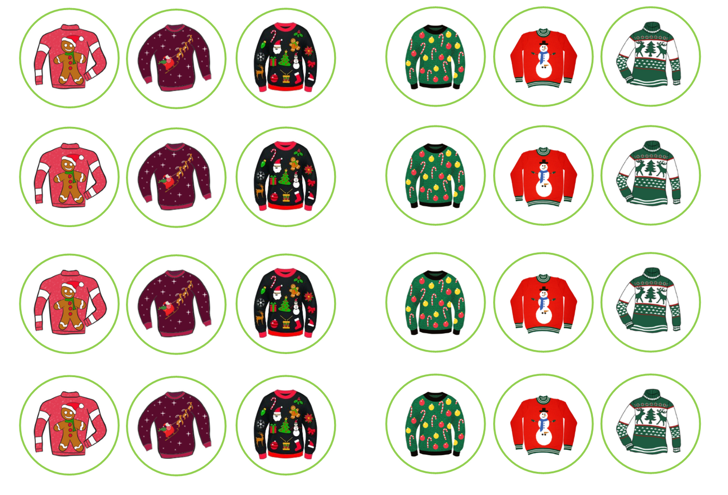 Choice of Wafer Paper or Icing discs Pack contains 24 edible pre cut discs - 4 of each image Ready to be added to your cakes, bakes or shakes