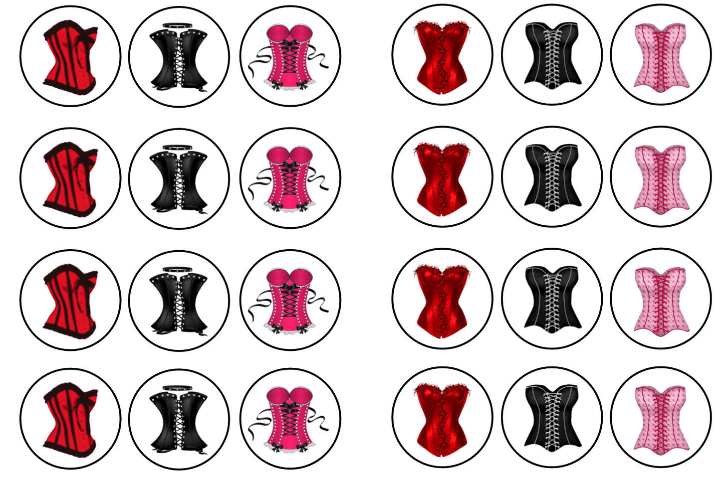 Choice of Wafer Paper or Icing discs Pack contains 24 edible pre cut discs - 4 of each image Ready to be added to your cakes, bakes or shakes