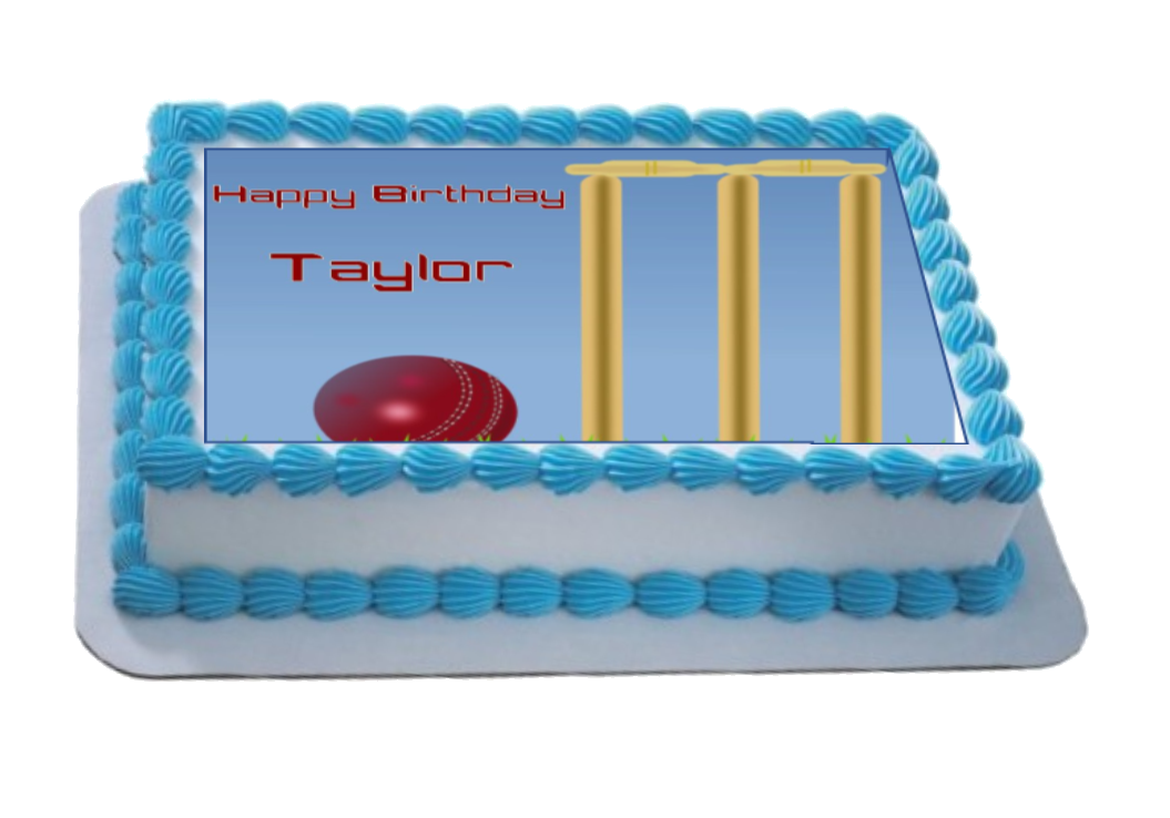 Personalised Cricket Scene A4 Icing Sheet Topper