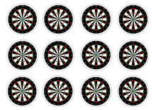 Load image into Gallery viewer, Dart Board 2&quot; pre cut icing discs  Pack contains 12 edible fondant icing pre cut icing discs