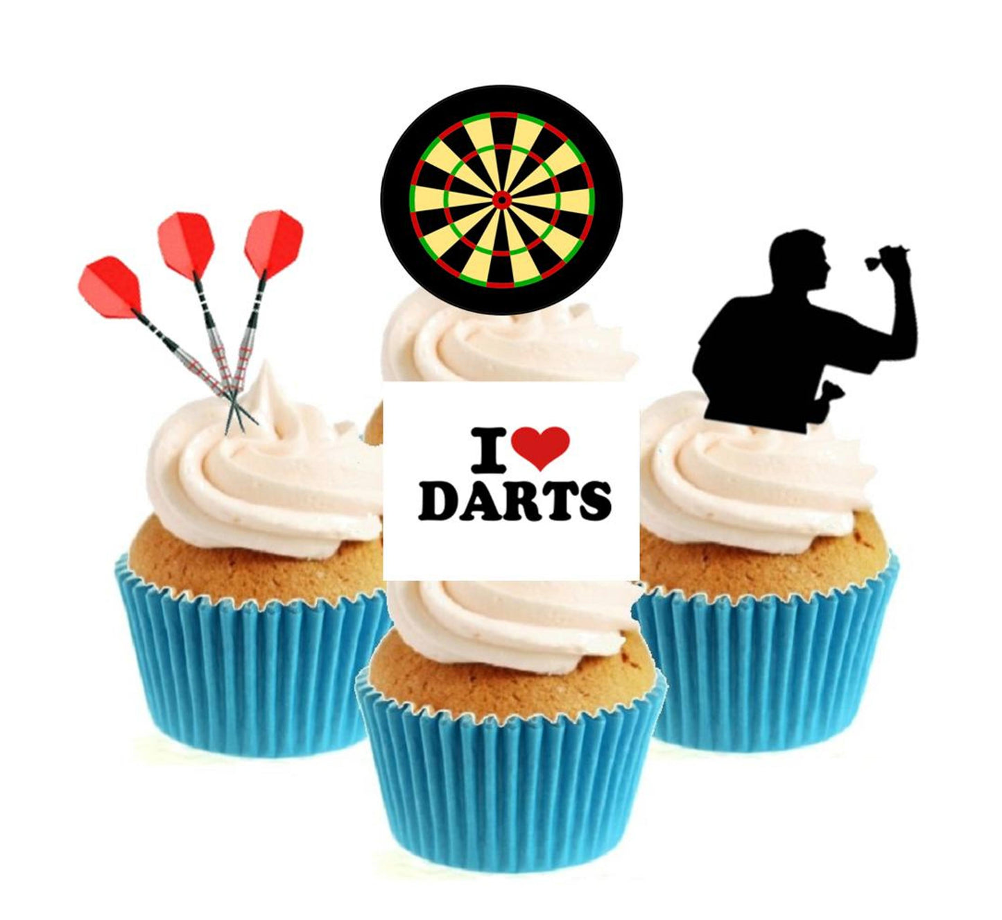 Darts Collection Stand Up Cake Toppers (12 pack) Pack contains 12 images - 3 of each image - printed onto premium wafer card