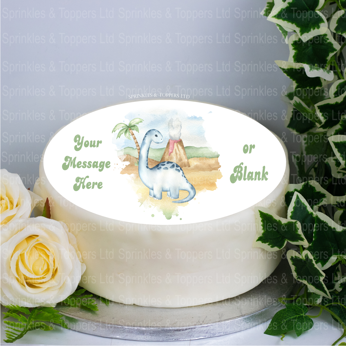 Personalised Dinosaur & Volcano Scene 8" Cake Topper