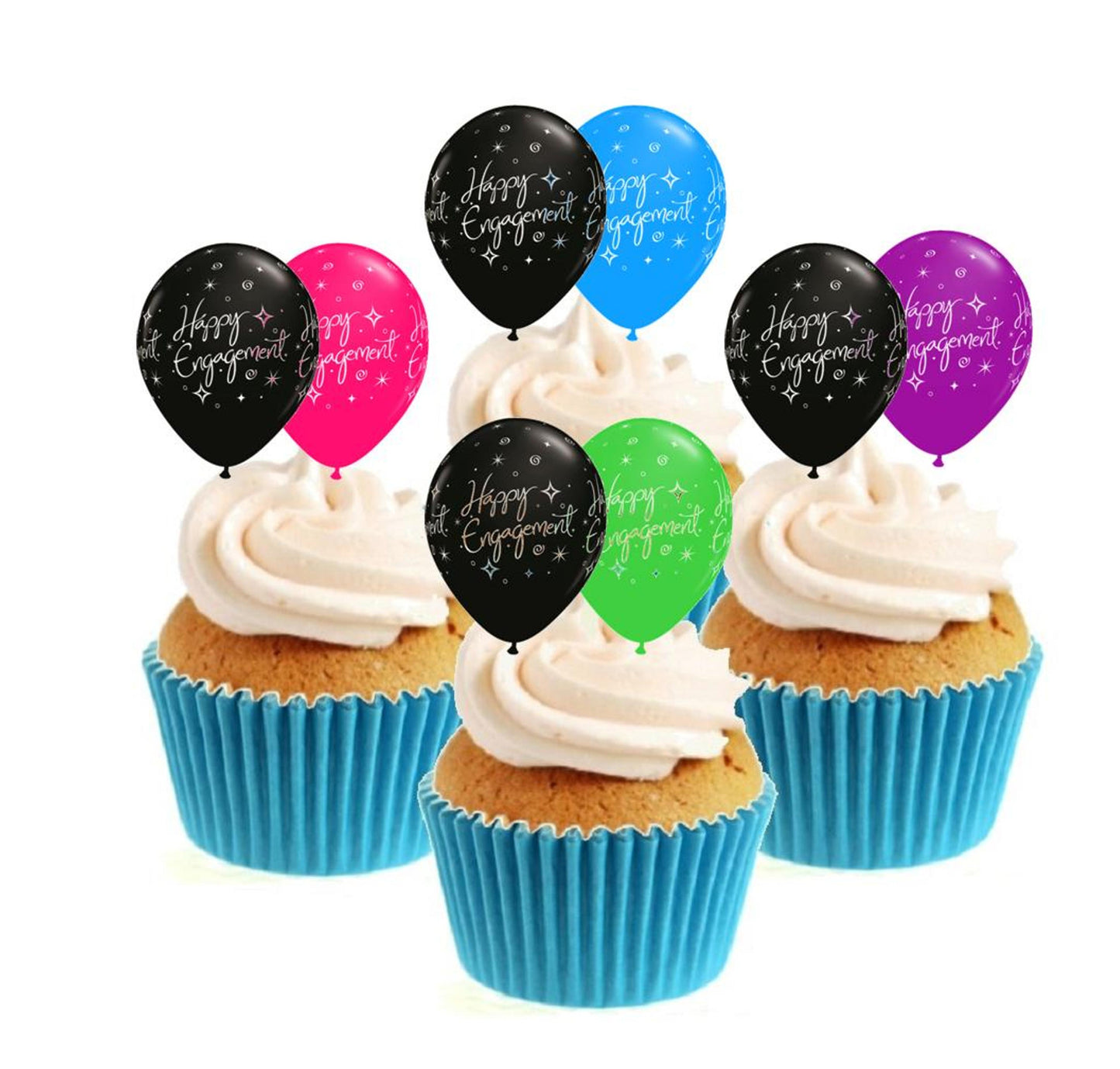 Engagement Balloons Collection Stand Up Cake Toppers (12 pack) Pack contains 12 images - 3 of each image - printed onto premium wafer card