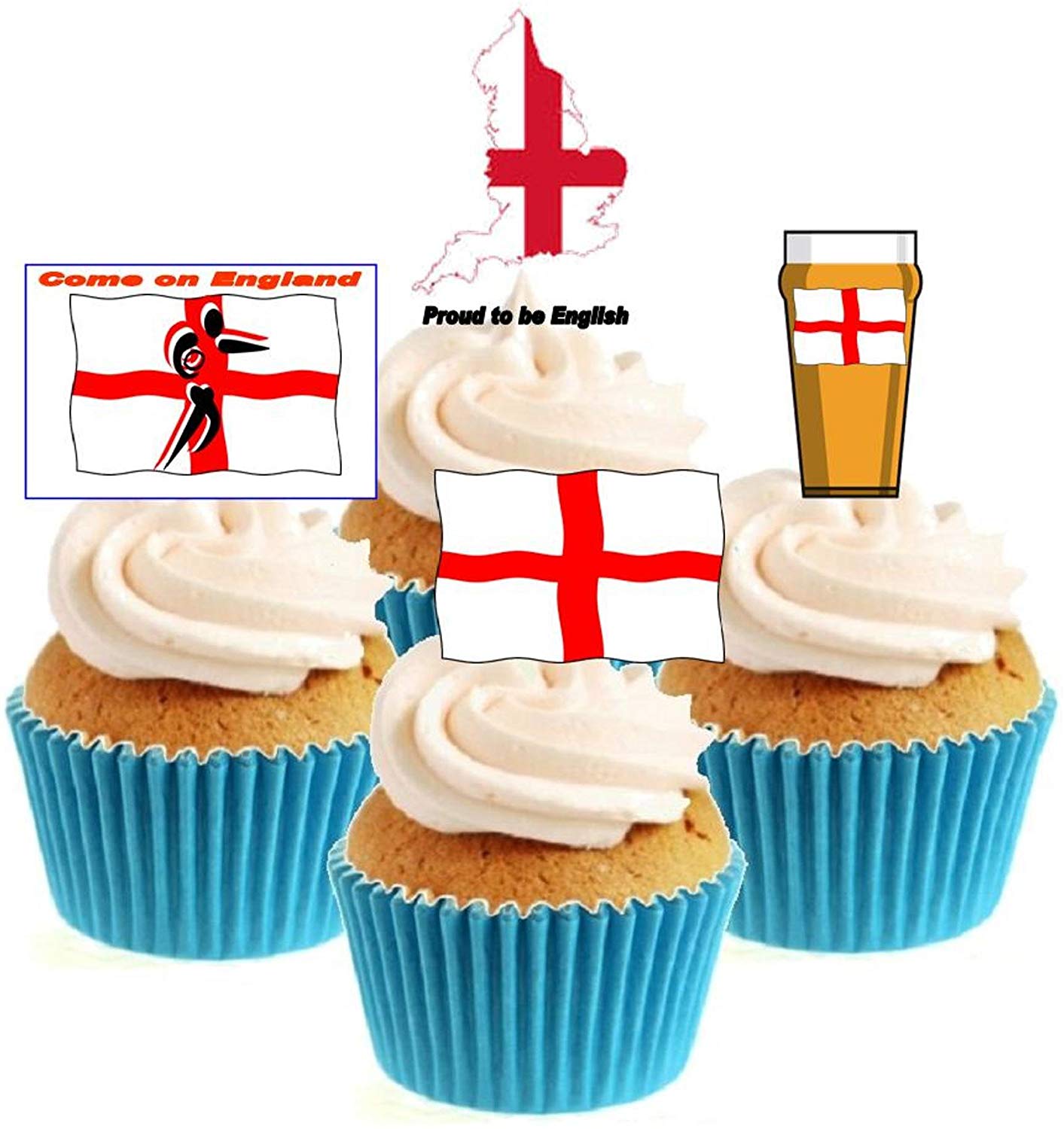 English Rugby Collection Stand Up Cake Toppers (12 pack) Pack contains 12 images - 3 of each image - printed onto premium wafer card