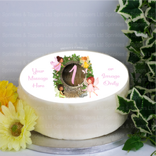 Load image into Gallery viewer, Personalised Magical Fairy Door Number (1-10) 8&quot; Icing Sheet Cake Topper