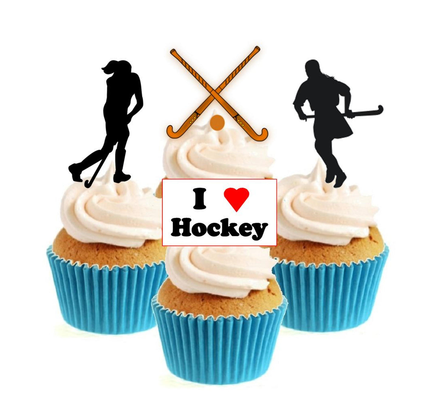 Field Hockey Collection Stand Up Cake Toppers (12 pack) Pack contains 12 images - 3 of each image - printed onto premium wafer card