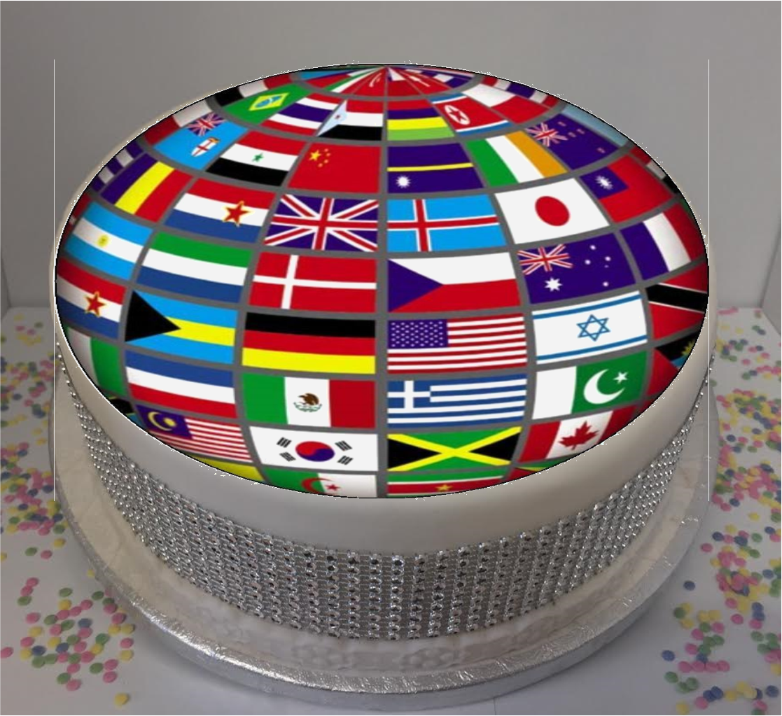 Flag Globe 8" Icing Sheet Cake Topper Icing sheet cake toppers are a great way to personalise either a homemade or shop bought plain cake Easy Peel Icing Sheet - No Fuss - Ready to pop straight onto your cake (full instructions included)