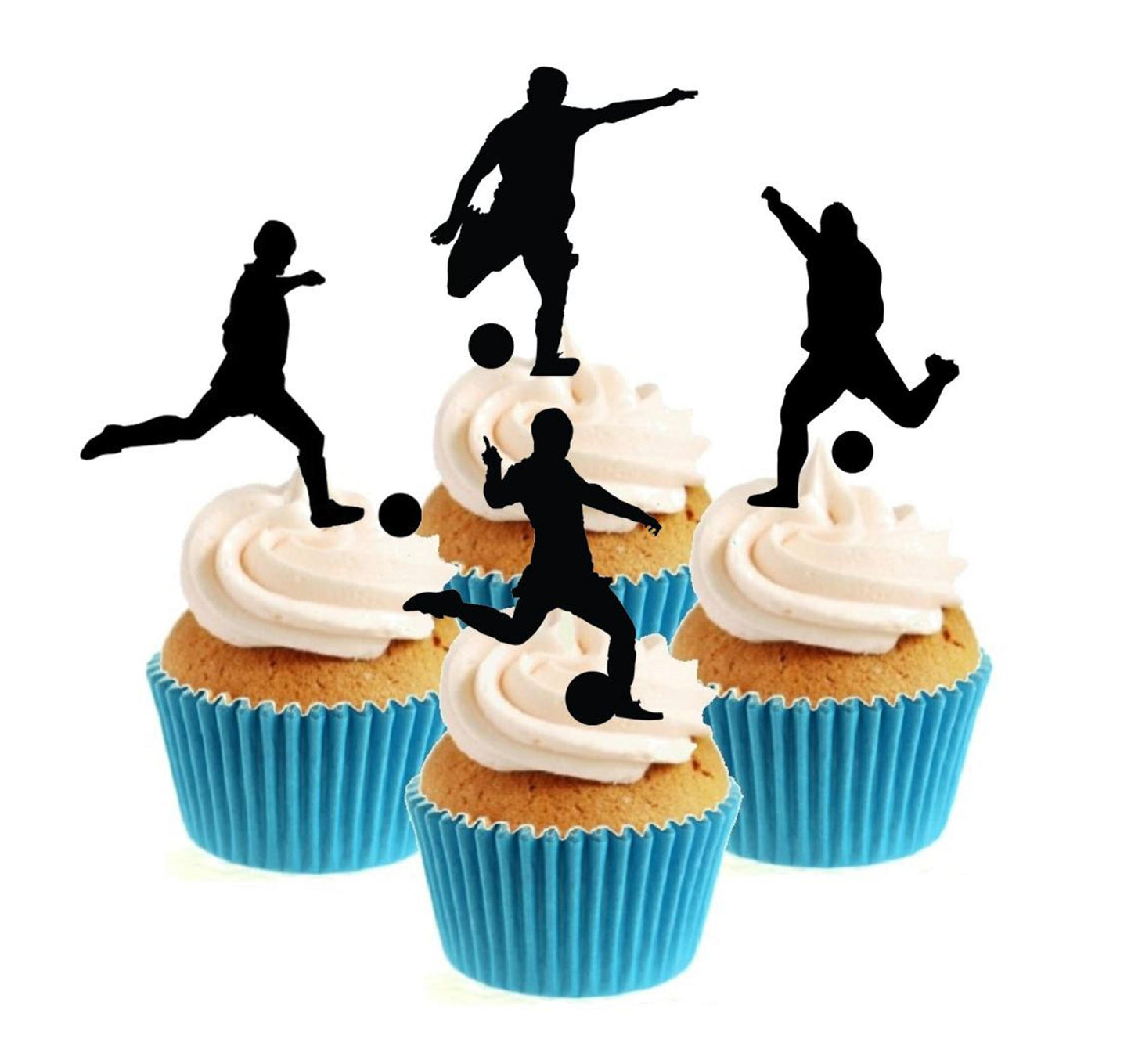 Football Silhouette Collection Stand Up Cake Toppers (12 pack) Pack contains 12 images - 3 of each image - printed onto premium wafer card
