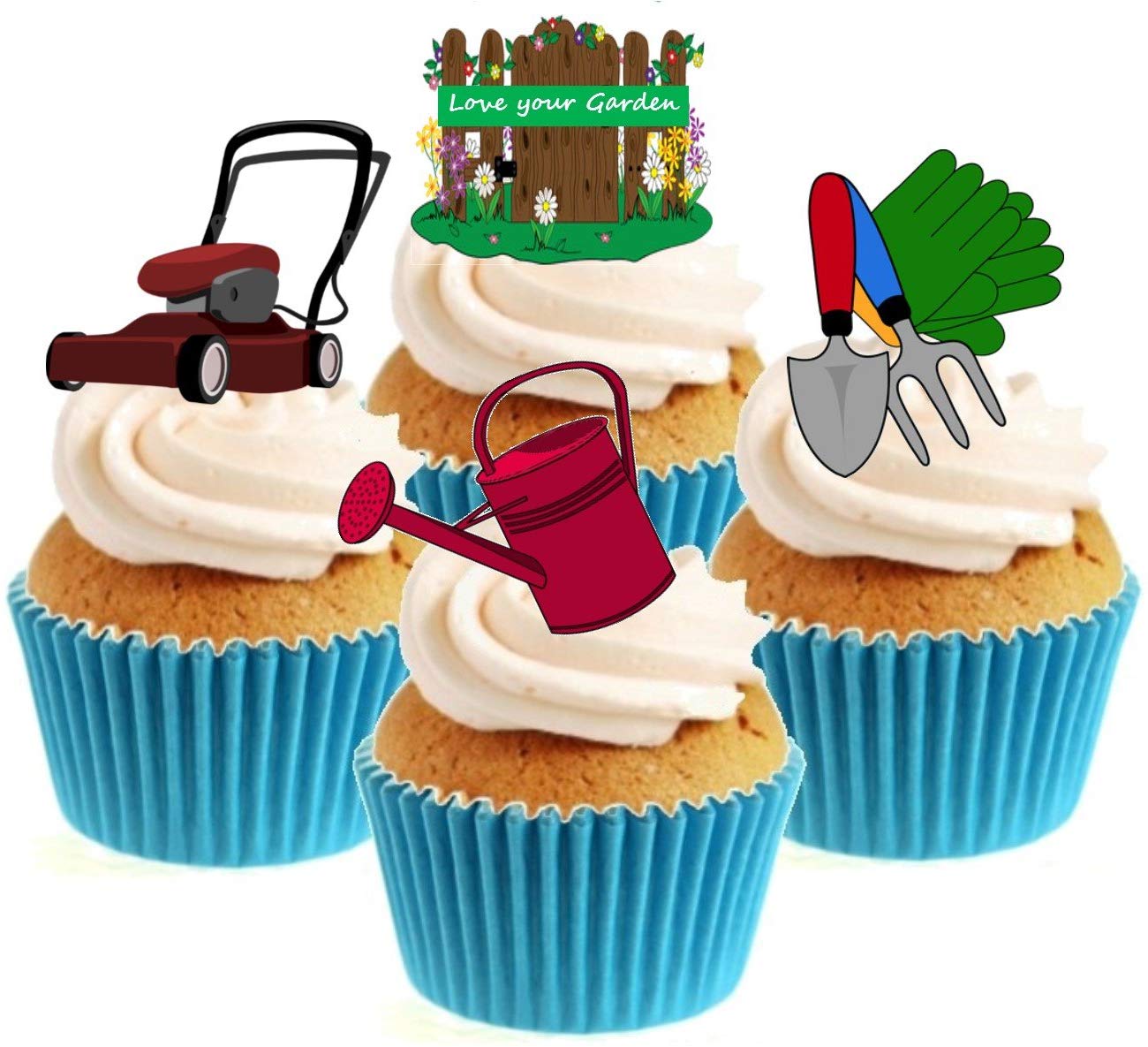 Gardening Collection Stand Up Cake Toppers (12 pack) Pack contains 12 images ~ 3 of each image ~ printed onto premium wafer card