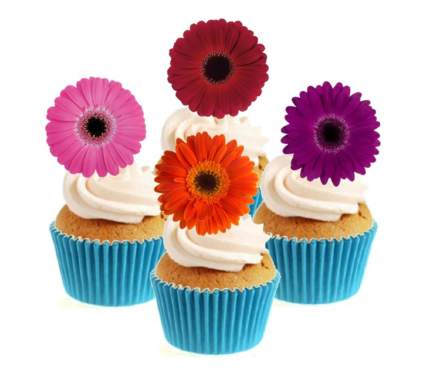Gerbera Collection Stand Up Cake Toppers (12 pack) Pack contains 12 images ~ 3 of each image ~ printed onto premium wafer card