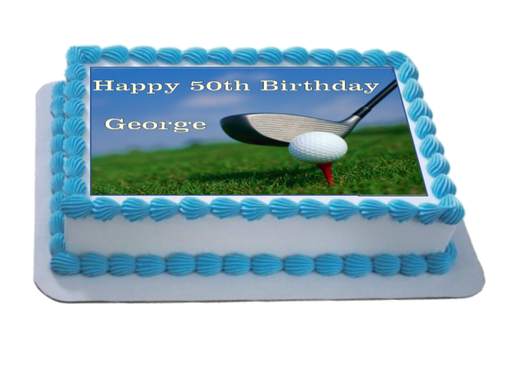 Personalised Golf Scene A4 Icing Sheet Topper