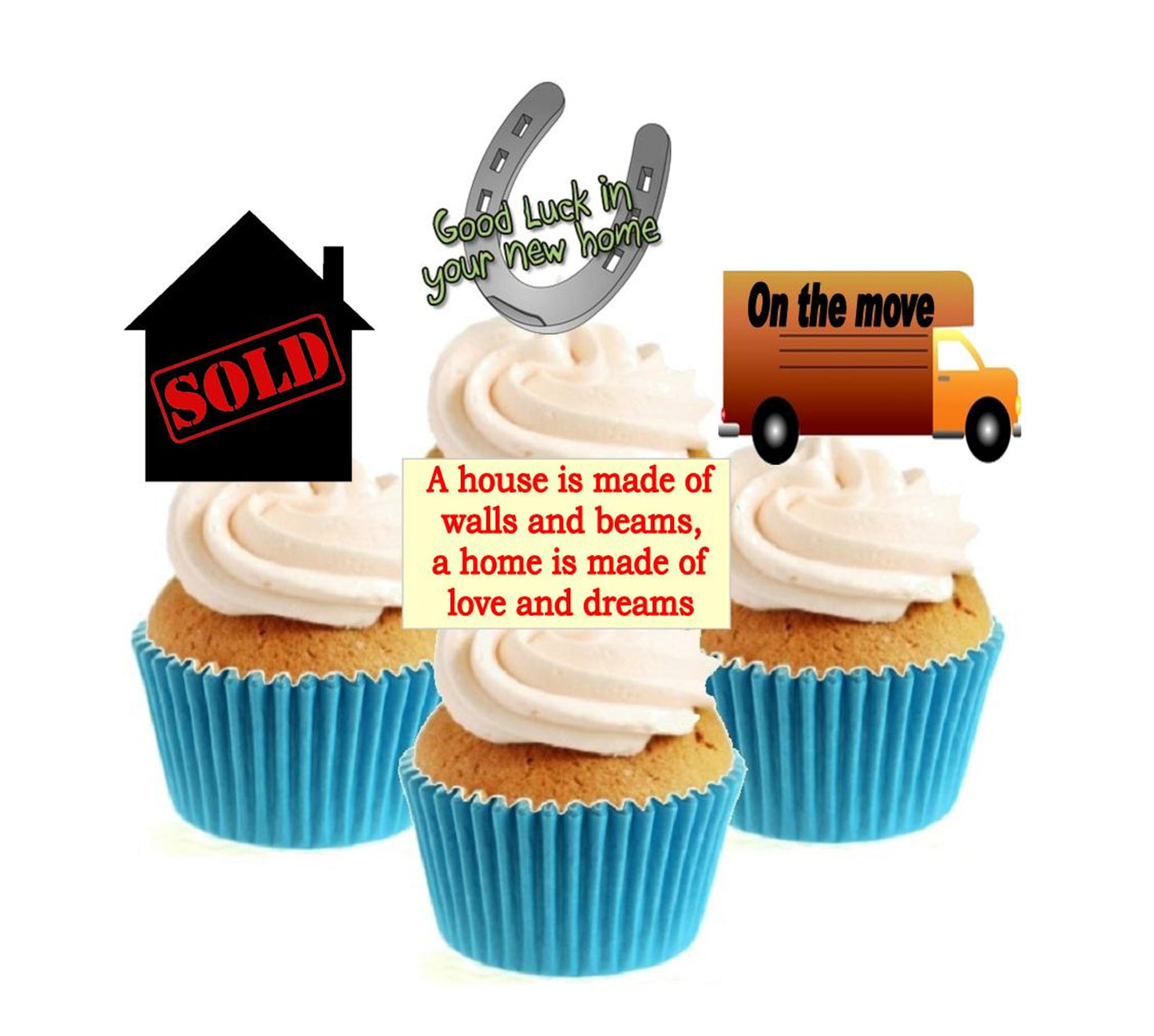 New Home Collection Stand Up Cake Toppers (12 pack)