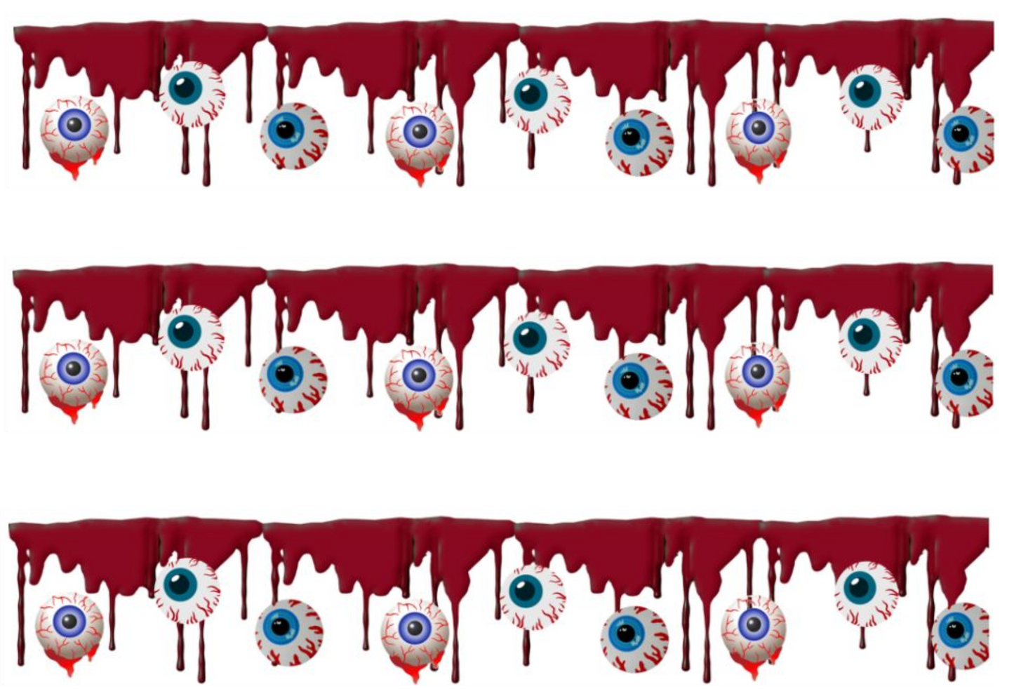 HALLOWEEN BLOOD & EYEBALLS EDIBLE ICING CAKE RIBBON / SIDE STRIPS Use instead of traditional ribbon to decorate the sides of your cakes Edible fondant icing, perfect for that special occasion