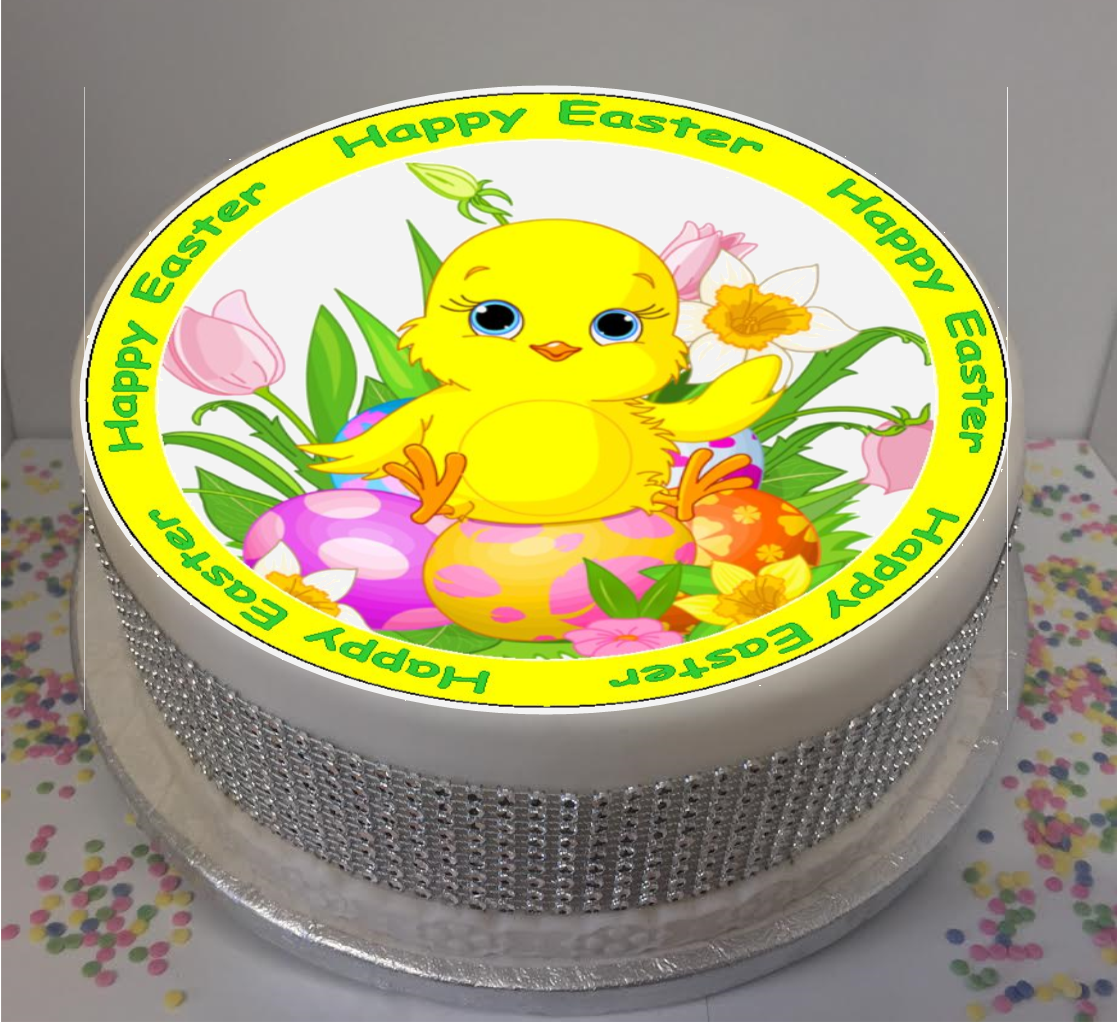Cute Easter Chicks 8" Icing Sheet Cake Topper Icing sheet cake toppers are a great way to personalise either a homemade or shop bought plain cake Easy Peel Icing Sheet - No Fuss - Ready to pop straight onto your cake (full instructions included)