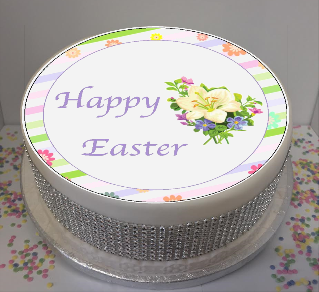 Easter Flowers 8" Icing Sheet Cake Topper Icing sheet cake toppers are a great way to personalise either a homemade or shop bought plain cake Easy Peel Icing Sheet - No Fuss - Ready to pop straight onto your cake (full instructions included)