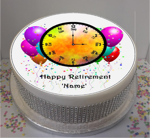 Personalised Retirement Clock 8" Icing Sheet Cake Topper