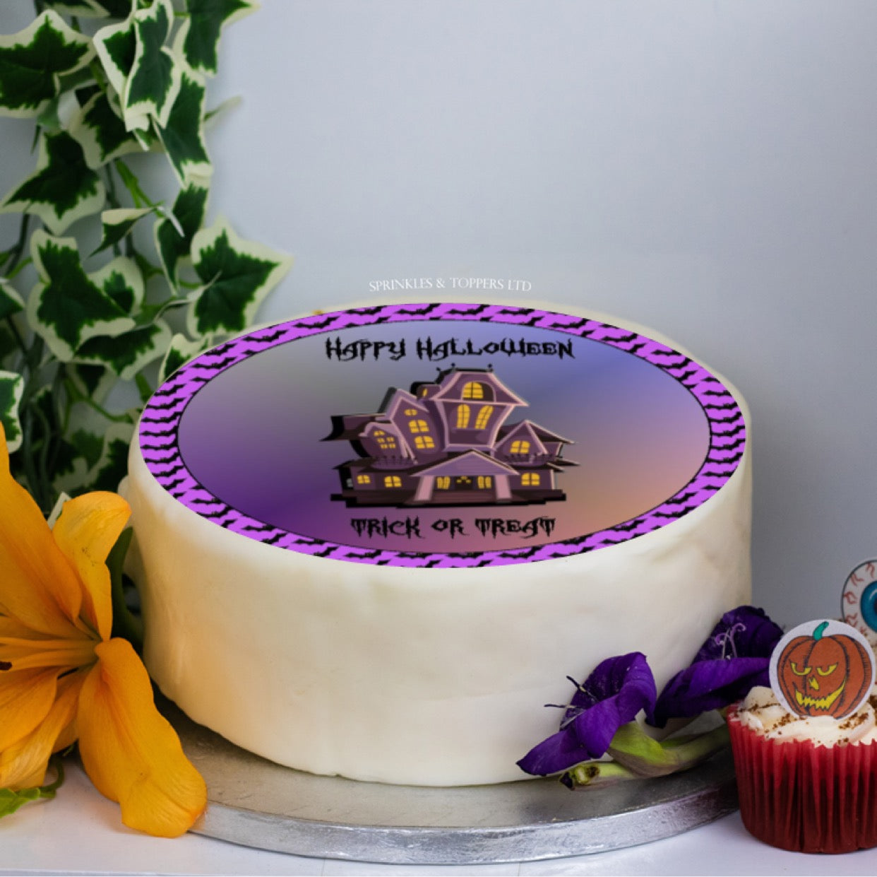 Haunted Halloween House 8" Icing Sheet Cake Topper