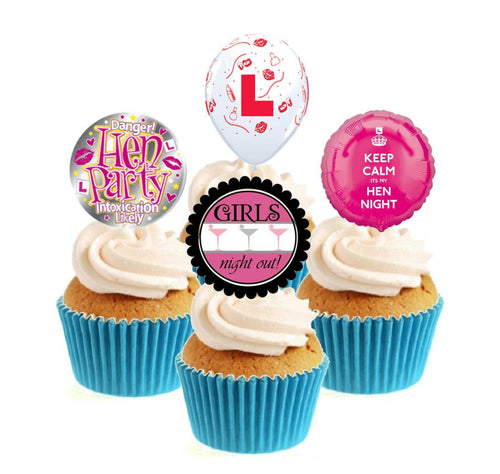 Hen Party Collection Stand Up Cake Toppers (12 pack)
