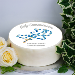Personalised Holy Communion (blue) 8" Icing Sheet Cake Topper