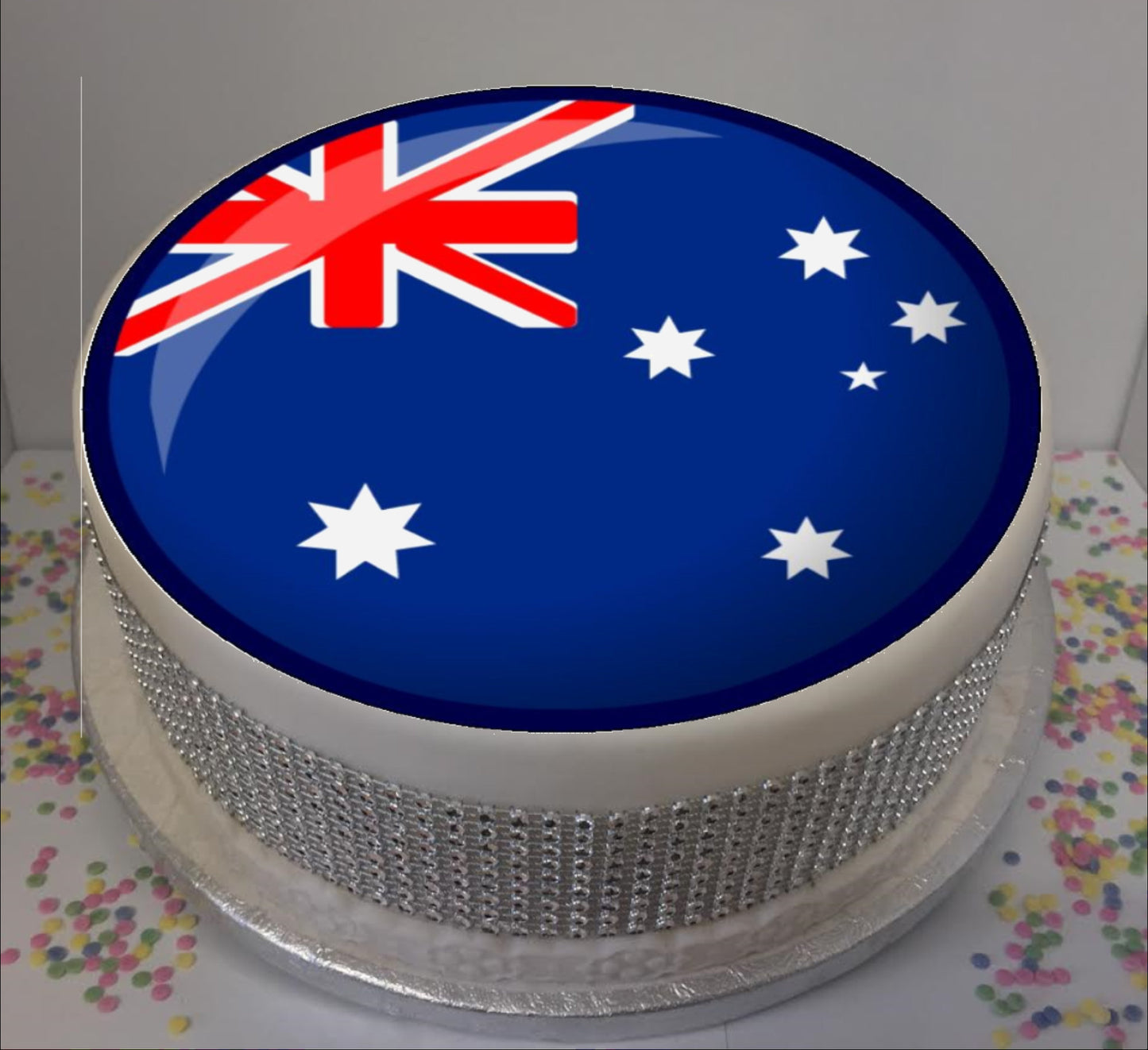 Australian Flag 8" Icing Sheet Cake Topper Icing sheet cake toppers are a great way to personalise either a homemade or shop bought plain cake Easy Peel Icing Sheet - No Fuss - Ready to pop straight onto your cake (full instructions included)