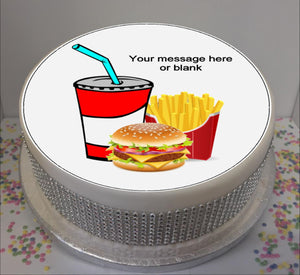 Personalised Fast Food Scene 8" Icing Sheet Cake Topper