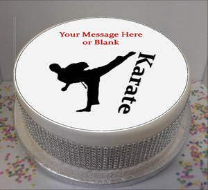 Personalised Karate Silhouette (male) Scene 8" Icing Sheet Cake Topper