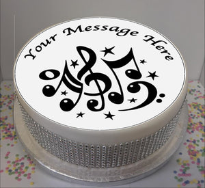 Personalised Music Notes Scene 8" Icing Sheet Cake Topper