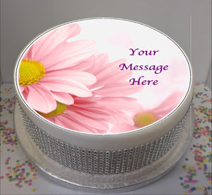 Personalised Soft Pink Floral Scene 8" Icing Sheet Cake Topper