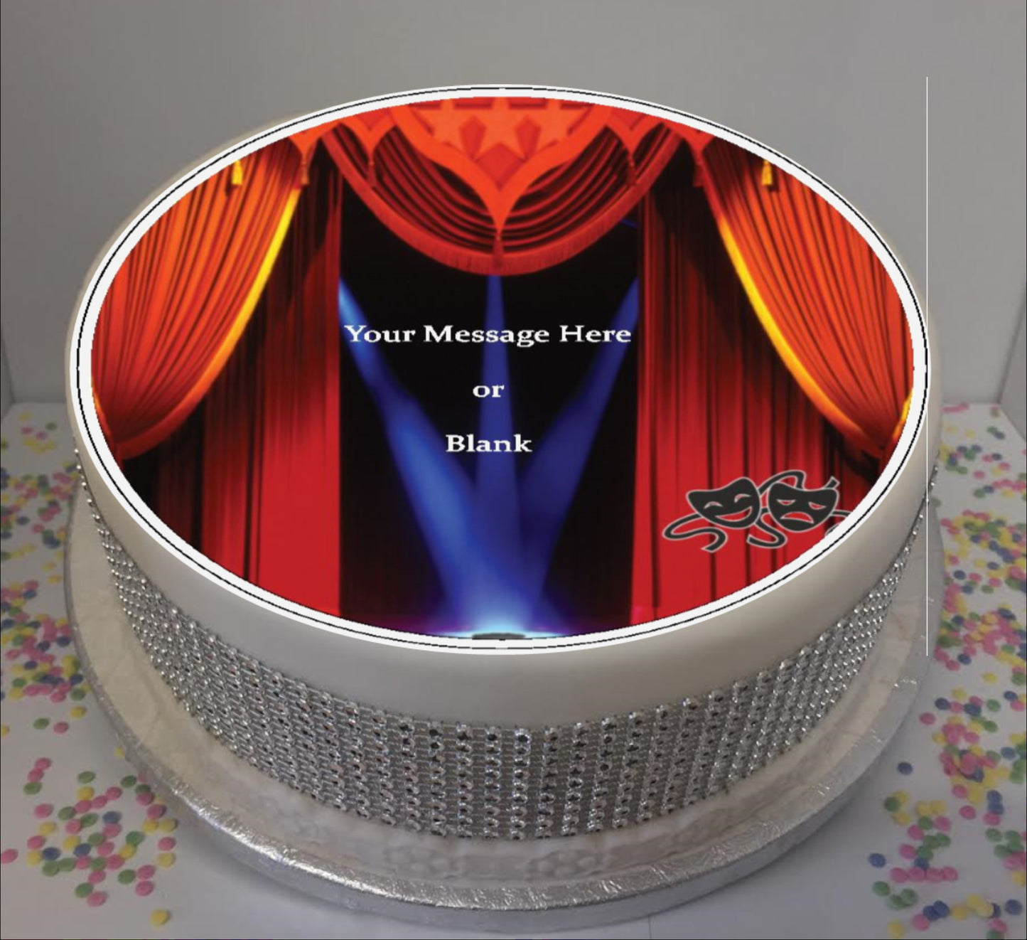 Personalised Theatre Stage Scene 8" Icing Sheet Cake Topper