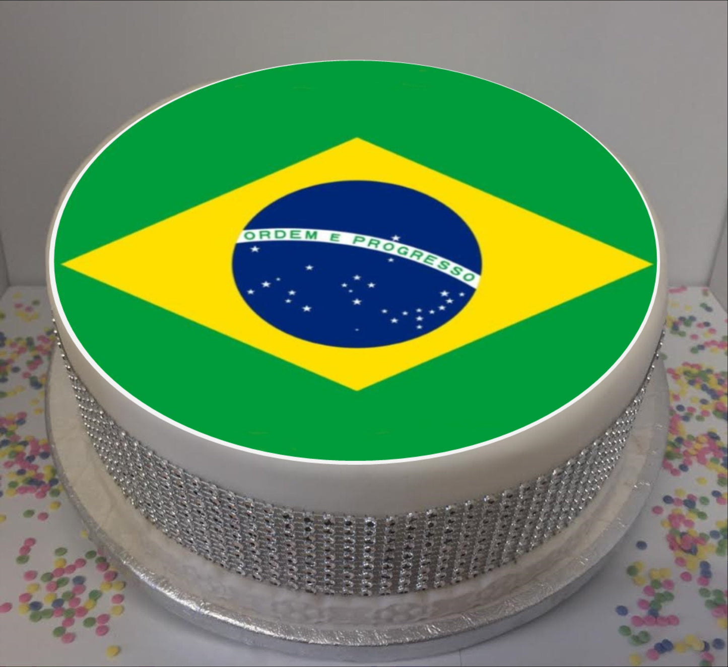 Brazillian Flag 8" Icing Sheet Cake Topper Icing sheet cake toppers are a great way to personalise either a homemade or shop bought plain cake Easy Peel Icing Sheet - No Fuss - Ready to pop straight onto your cake (full instructions included)