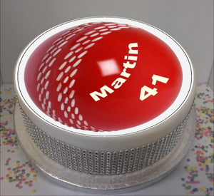 Personalised Cricket Ball 8" Icing Sheet Cake Topper