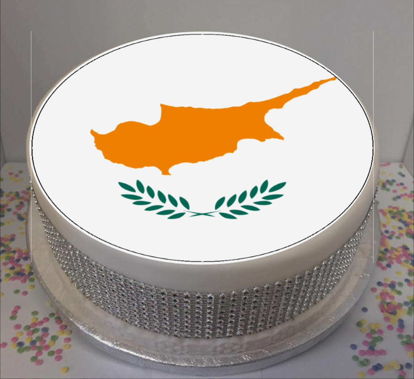 Flag of Cyprus 8" Icing Sheet Cake Topper Icing sheet cake toppers are a great way to personalise either a homemade or shop bought plain cake Easy Peel Icing Sheet - No Fuss - Ready to pop straight onto your cake (full instructions included)
