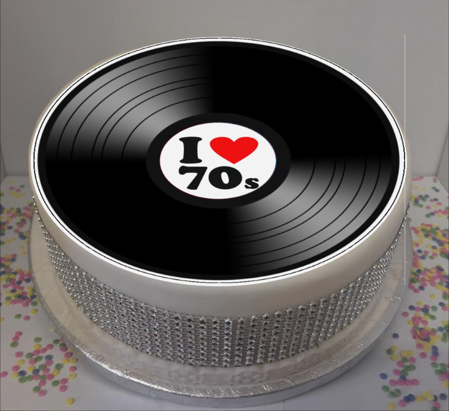 I Love 70s Vinyl 8" Icing Sheet Cake Topper