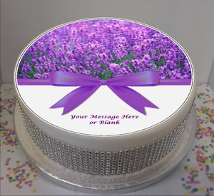 Personalised Lavender & Bow Scene 8" Icing Sheet Cake Topper