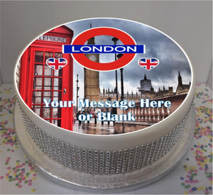 Personalised London Scene 8" Icing Sheet Cake Topper