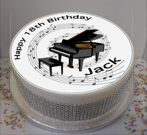Personalised Piano & Music Notes Scene 8" Icing Sheet Cake Topper