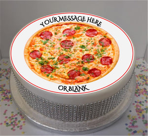 Personalised Pepperoni Pizza Scene 8" Icing Sheet Cake Topper