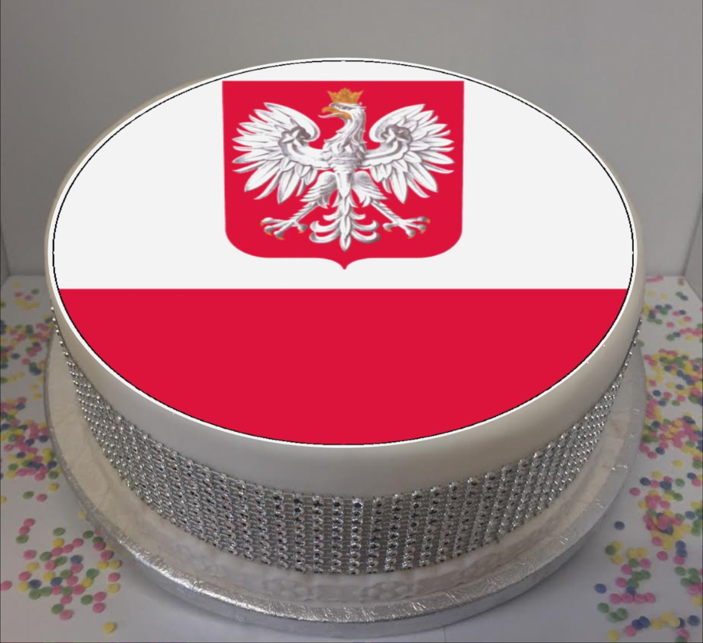 Flag of Poland 8" Icing Sheet Cake Topper Icing sheet cake toppers are a great way to personalise either a homemade or shop bought plain cake Easy Peel Icing Sheet - No Fuss - Ready to pop straight onto your cake (full instructions included)
