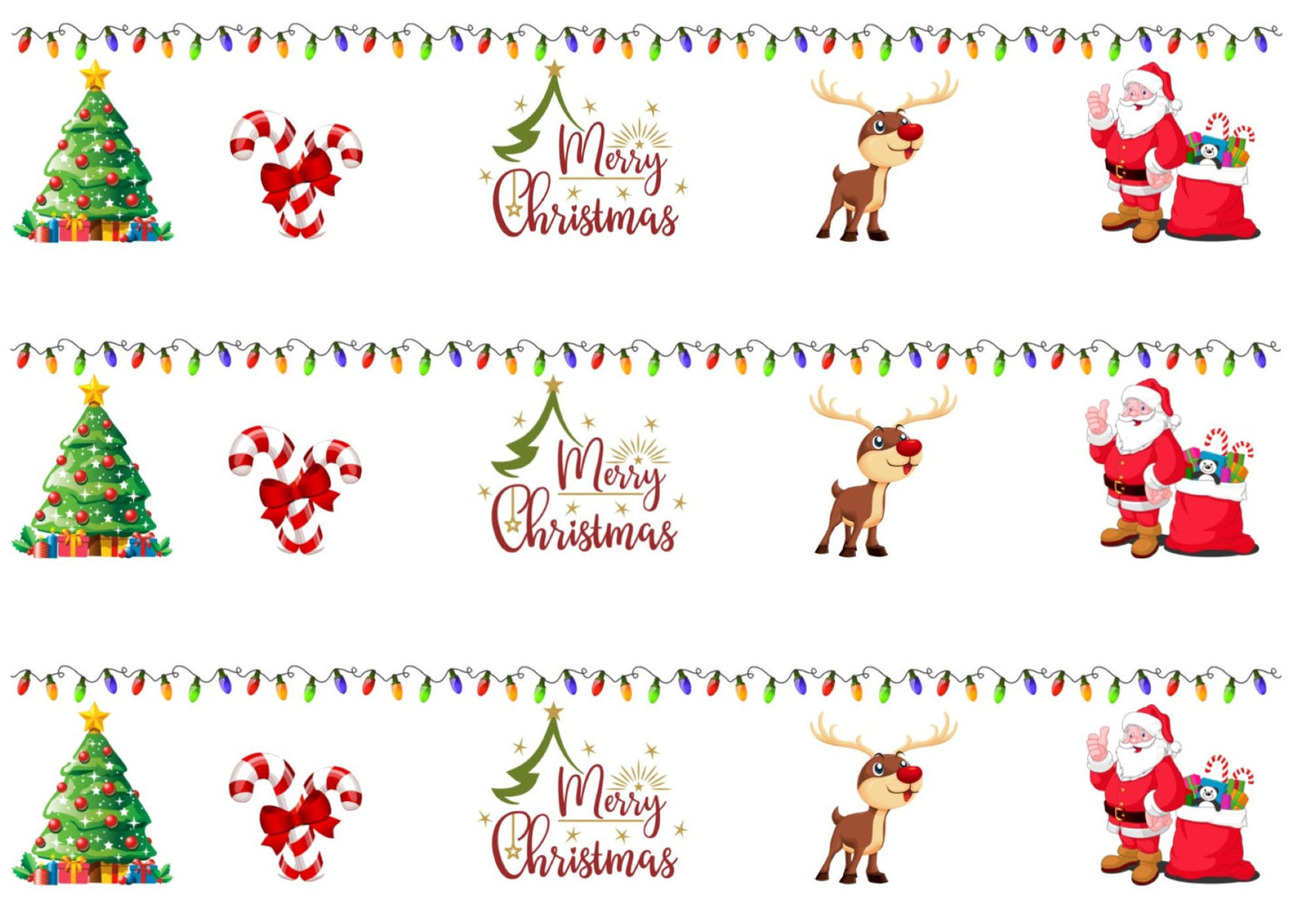 Merry Christmas Scene Edible Icing Cake Ribbon