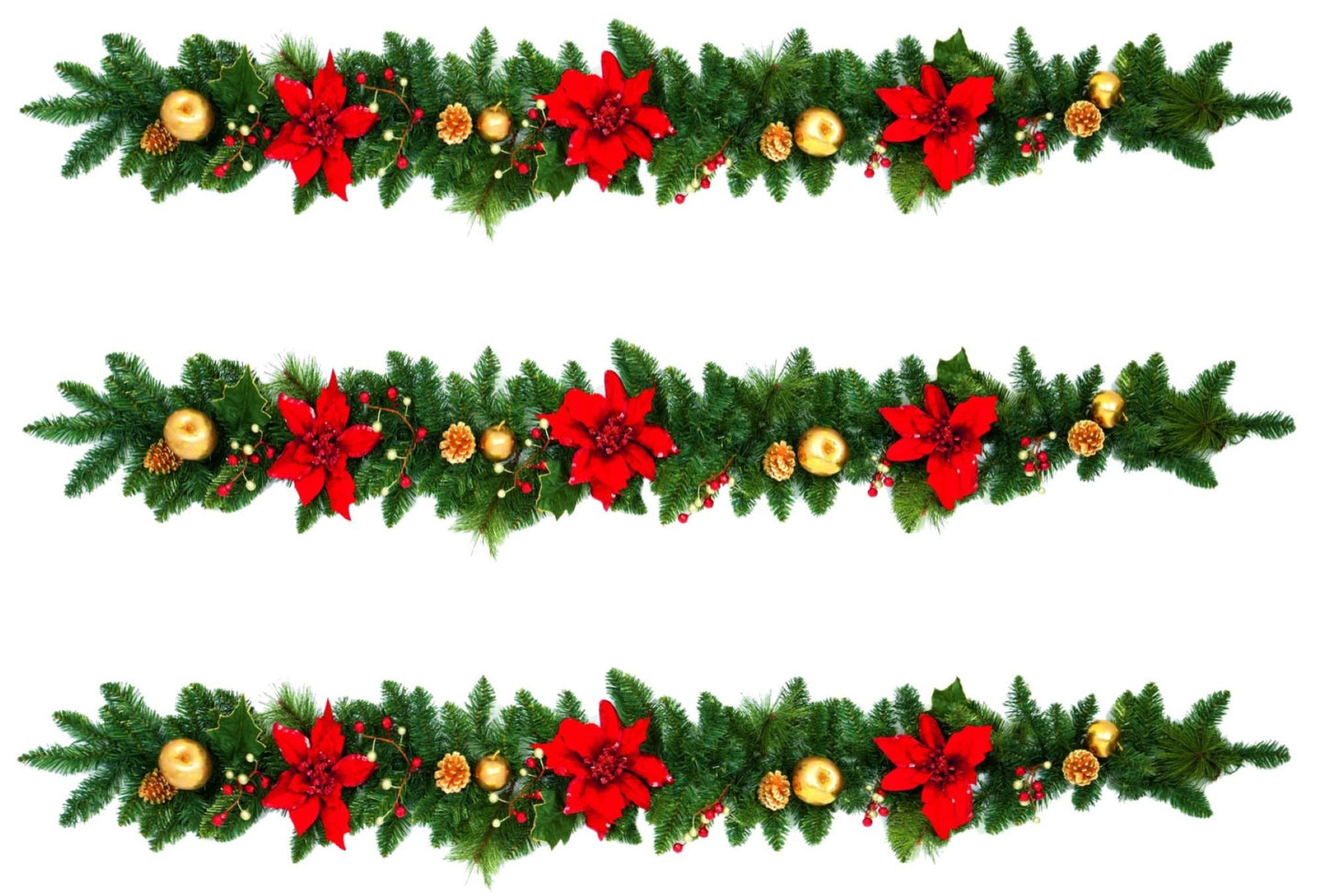 Poinsettia Garland Edible Icing Cake Ribbon