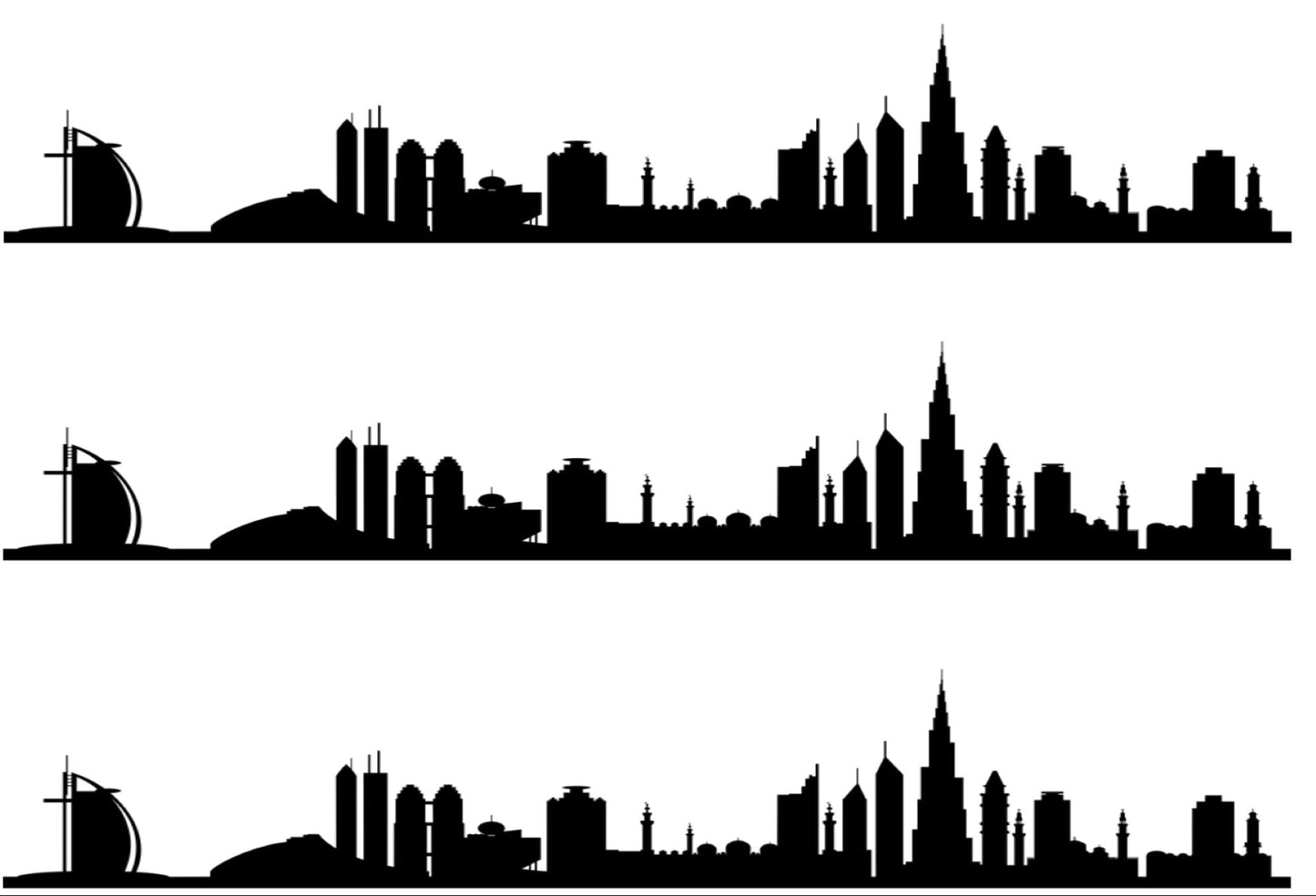 DUBAI SKYLINE SILHOUETTE EDIBLE ICING CAKE RIBBON / SIDE STRIPS Use instead of traditional ribbon to decorate the sides of your cakes Edible fondant icing, perfect for that special occasion