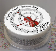 Load image into Gallery viewer, Personalised Violin &amp; Music Notes 8&quot; Icing Sheet Cake Topper