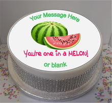 Load image into Gallery viewer, Personalised You&#39;re One In A Melon 8&quot; Icing Sheet Cake Topper